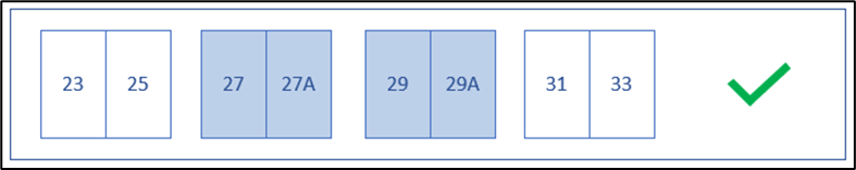 Sequence 23, 25, 27, 27A, 29, 29A, 31, 35... Correct